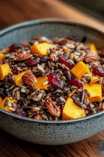 Wild Rice with Butternut Squash, Cranberries and Pecans taken with iphone 15 pro max --iw 2 --ar 4:5 --v 6.1 --raw