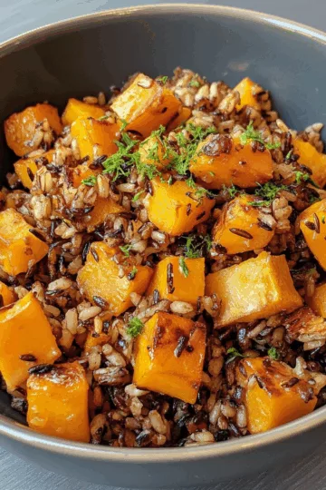 Wild Rice with Roasted Butternut Squash taken with iphone 15 pro max --iw 2 --ar 4:5 --v 6.1 --raw