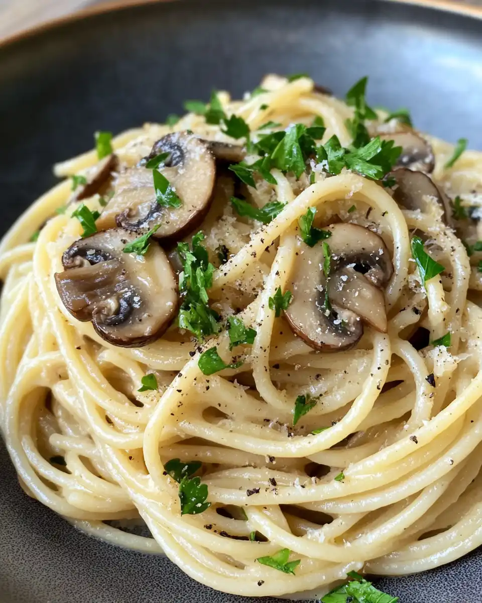 Pressure cooker with mushroom spaghetti aglio olio steaming and ready