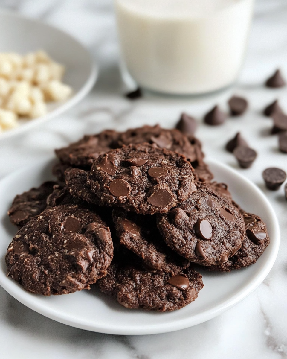 Finished healthy chocolate cookies on baking sheet ready to serve