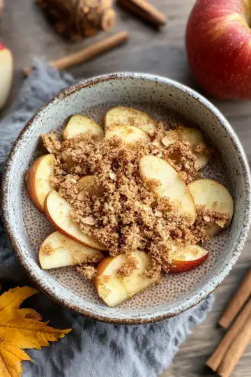Apple Crumble Chia Pudding taken with iphone 15 pro max --iw 2 --ar 4:5 --v 6.1 --raw