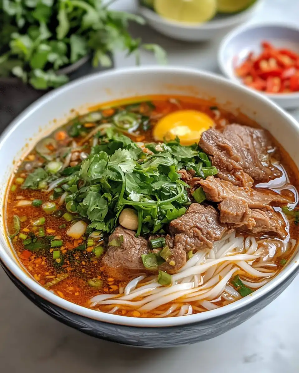 Ingredients for authentic Bun Bo Hue recipe laid out
