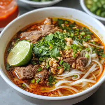 Authentic Bun Bo Hue Recipe Spicy Beef Noodle Soup taken with iphone 15 pro max --iw 2 --ar 4:5 --v 6.1 --raw
