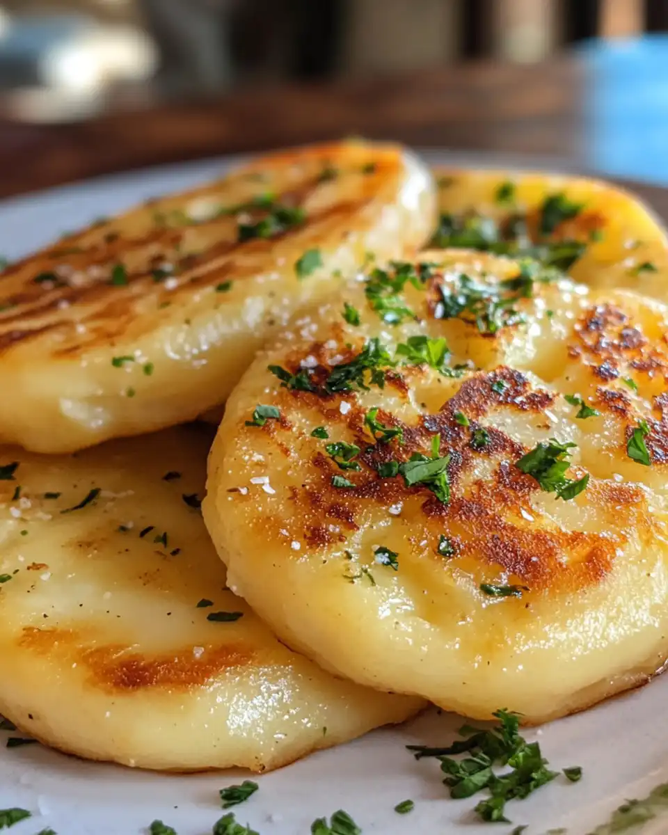 Buttery Irish potato farls ready to serve with melting butter on top