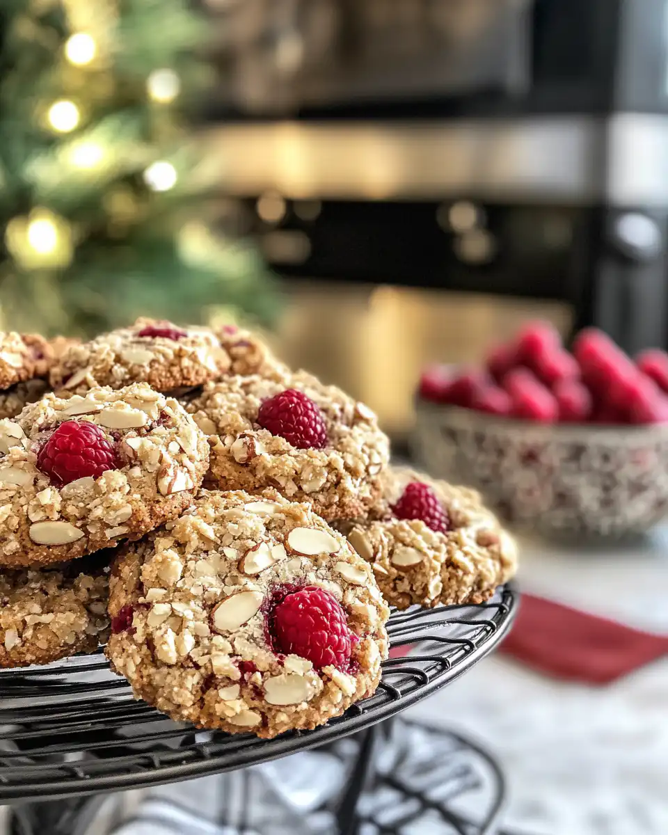 Finished pressure cooker raspberry almond cookies rolled in powdered sugar