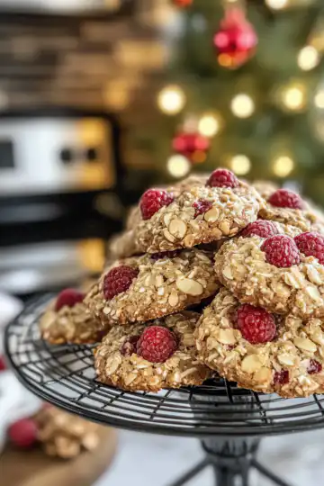Bake Festive Raspberry-Filled Almond Cookies taken with iphone 15 pro max --iw 2 --ar 4:5 --v 6.1 --raw