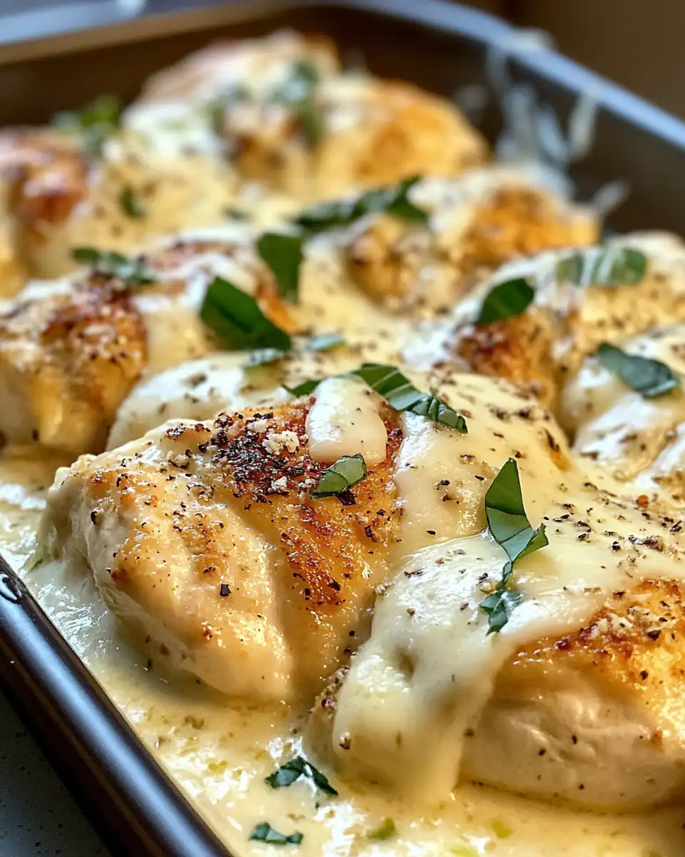 Final baked Caesar chicken served and ready to eat