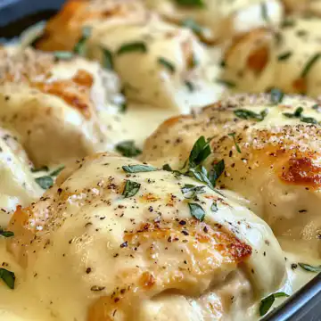 Baked Caesar Chicken With Creamy Parmesan Sauce taken with iphone 15 pro max --iw 2 --ar 4:5 --v 6.1 --raw