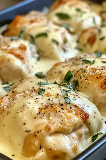 Baked Caesar Chicken With Creamy Parmesan Sauce taken with iphone 15 pro max --iw 2 --ar 4:5 --v 6.1 --raw