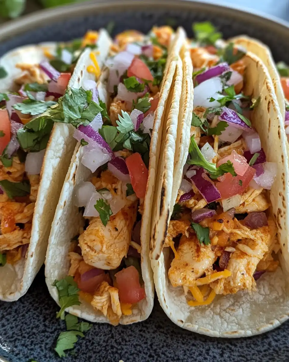 Close-up of a fully prepared baked chicken taco showing delicious textures