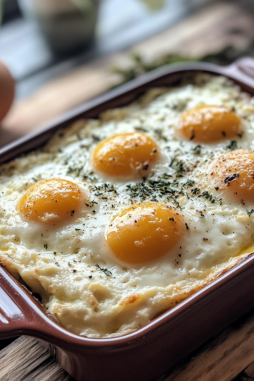 Baked Cottage Cheese Eggs taken with iphone 15 pro max --iw 2 --ar 4:5 --v 6.1 --raw