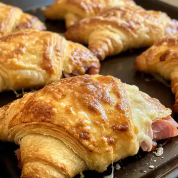 Baked Ham And Cheese Croissants taken with iphone 15 pro max --iw 2 --ar 4:5 --v 6.1 --raw