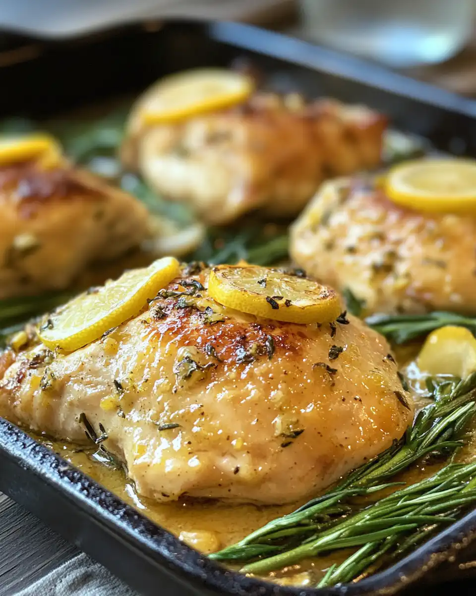 Crispy golden baked lemon butter chicken fresh out of the oven