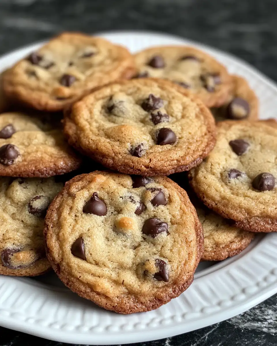 Ingredients for bakery style chocolate chip cookies arranged on wooden surface