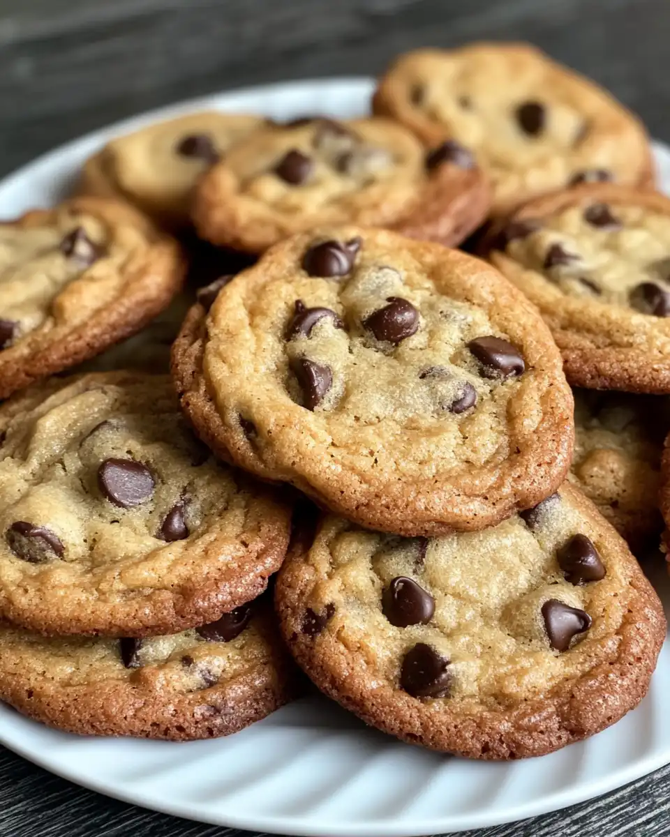 Close up of chocolate chip cookies with melting chocolate chips