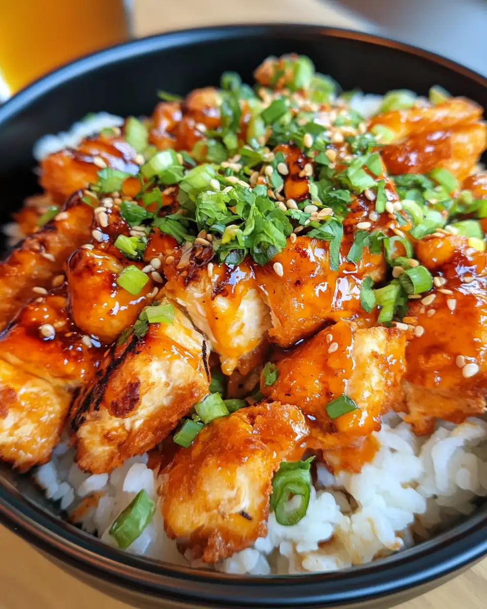 Perfectly plated bang bang chicken bowl ready to enjoy