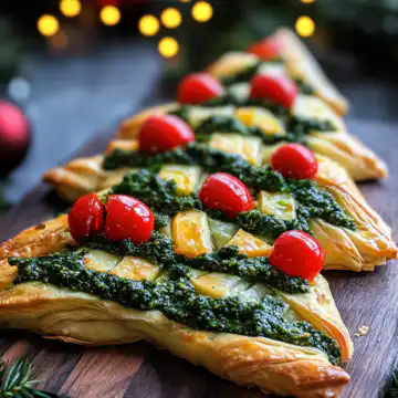 Basil Pesto Cheesy Puff Pastry Christmas Tree Recipe taken with iphone 15 pro max --iw 2 --ar 4:5 --v 6.1 --raw