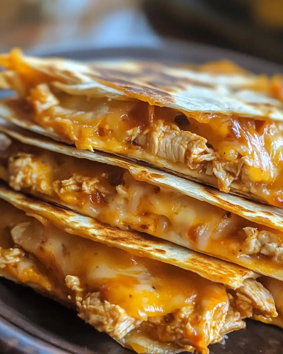 BBQ chicken quesadillas bubbling in pressure cooker
