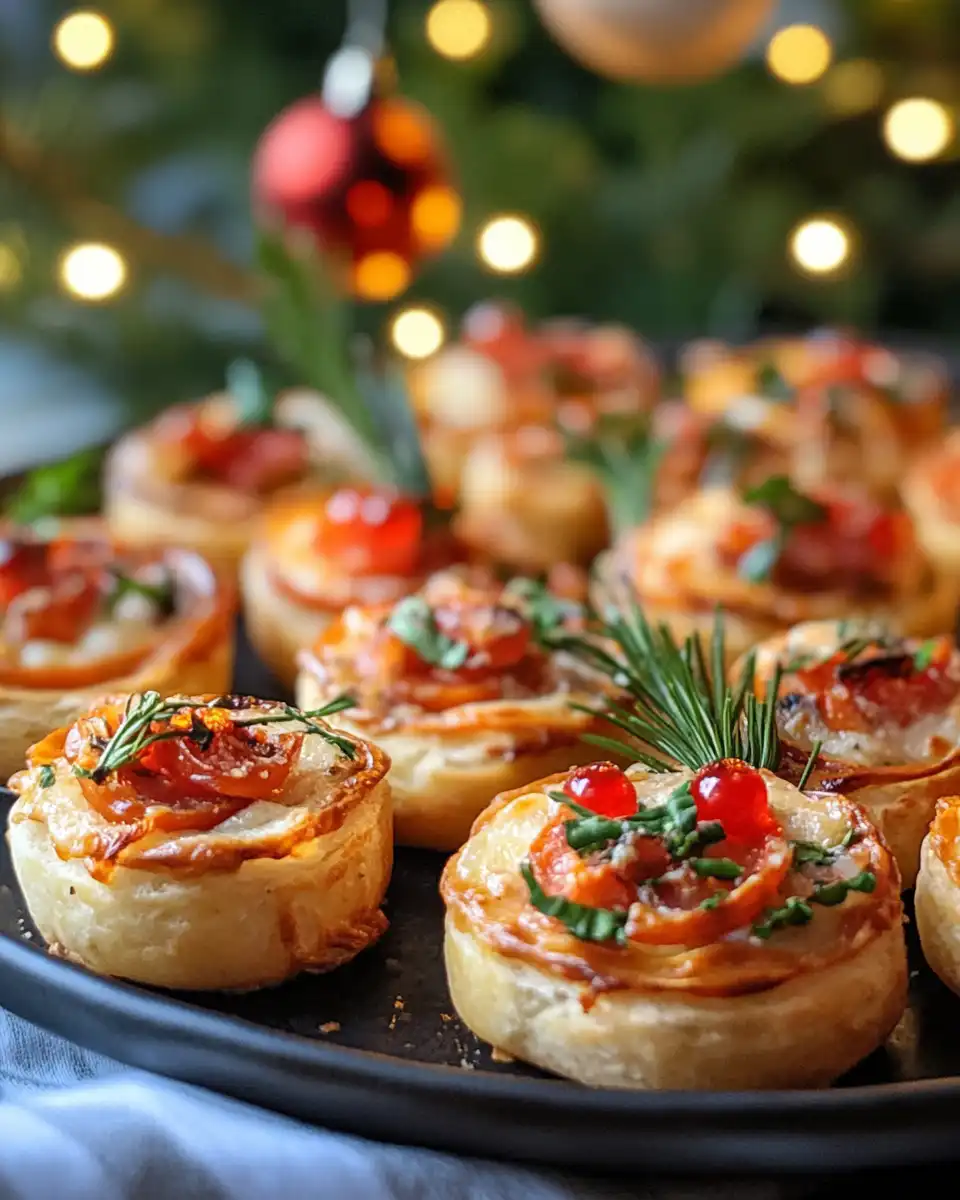 Golden cranberry rosemary puff pastry bites baking in pressure cooker