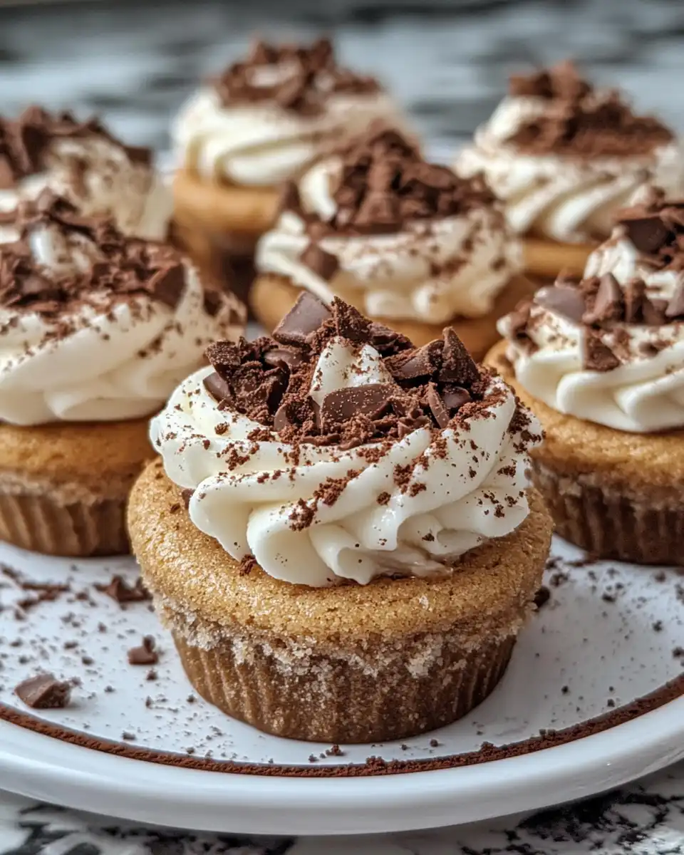 Filled tiramisu cookie cups chilled and dusted with cocoa powder ready to serve
