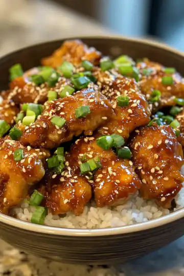 Better Than Takeout Sticky Chicken taken with iphone 15 pro max --iw 2 --ar 4:5 --v 6.1 --raw