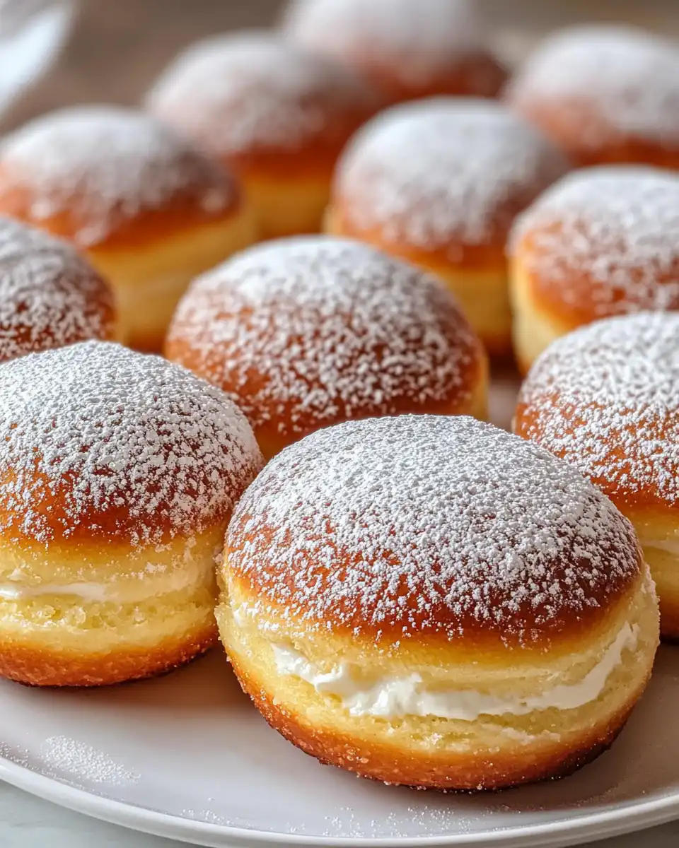 Cream-filled bomboloni donuts ready to serve