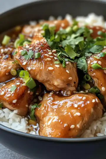 Caramelised Soy Chicken In Garlic Ginger Broth With Rice taken with iphone 15 pro max --iw 2 --ar 4:5 --v 6.1 --raw