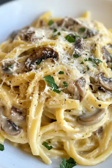 Caramelized Leek And Mushroom Gruyere Pasta taken with iphone 15 pro max --iw 2 --ar 4:5 --v 6.1 --raw