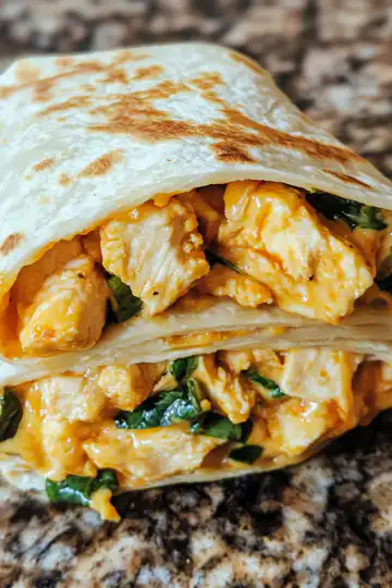 Cheesy Garlic Chicken Wraps taken with iphone 15 pro max --iw 2 --ar 4:5 --v 6.1 --raw