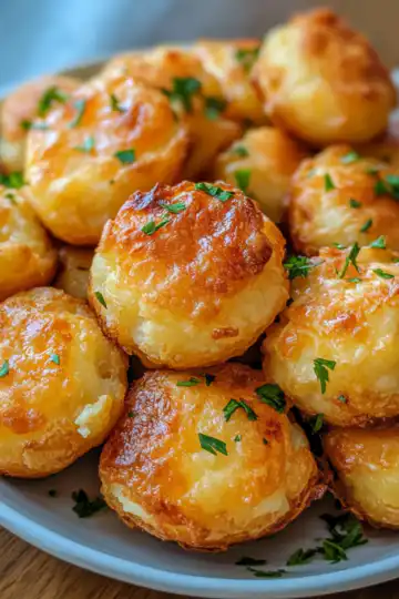 Cheesy Mashed Potato Puff Bites taken with iphone 15 pro max --iw 2 --ar 4:5 --v 6.1 --raw
