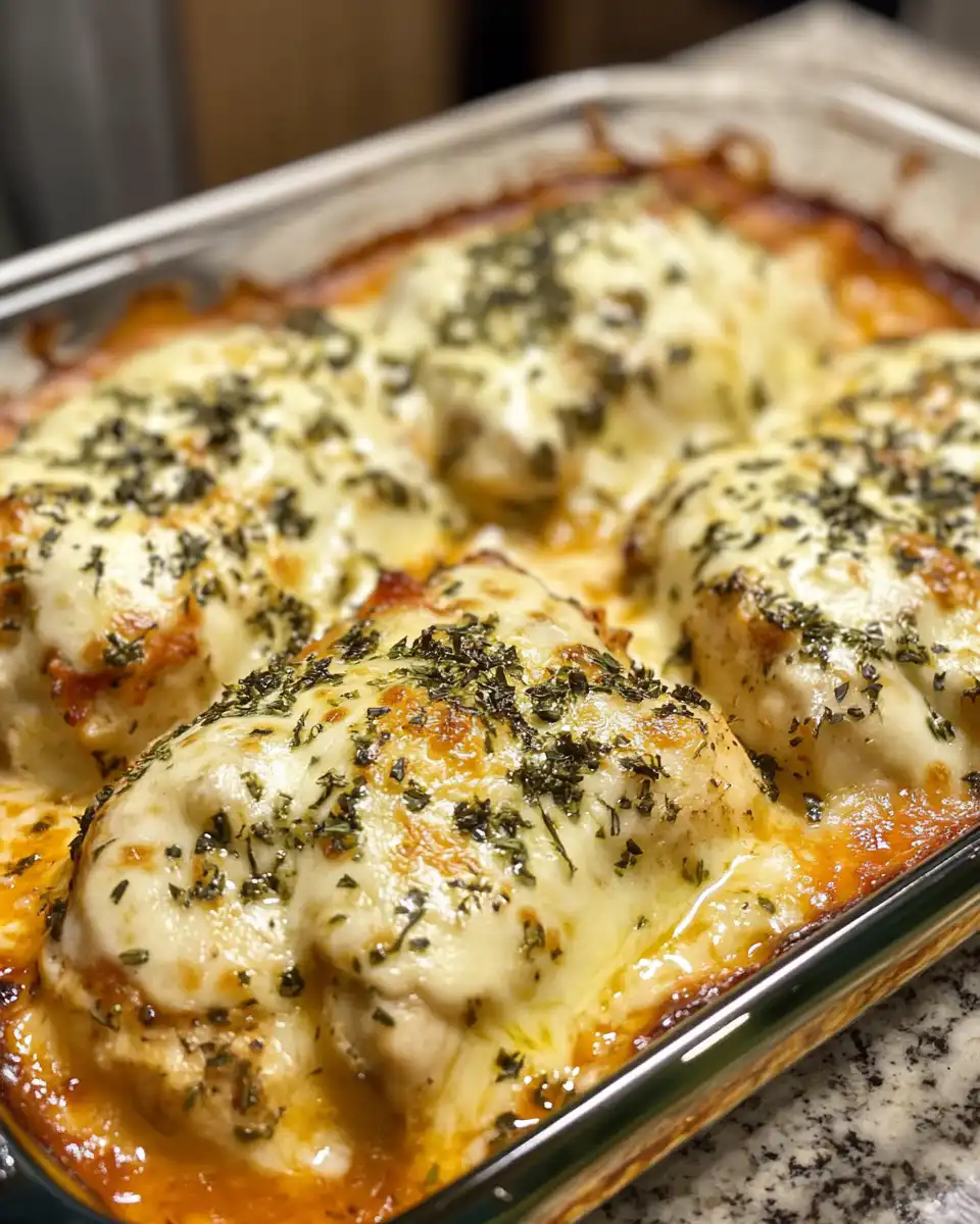 Searing chicken breasts in skillet before baking with marinara sauce and cheese