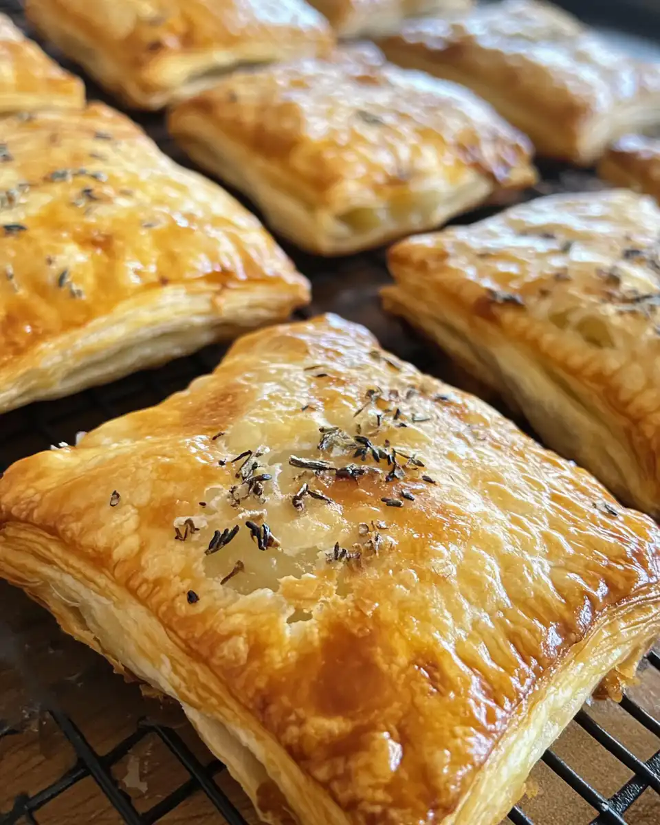 Puff pastry squares filled with custard and jam ready for folding and sealing
