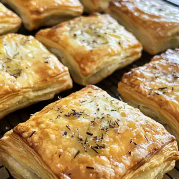Cheesy Vegan Potato And Onion Puff Pastries taken with iphone 15 pro max --iw 2 --ar 4:5 --v 6.1 --raw