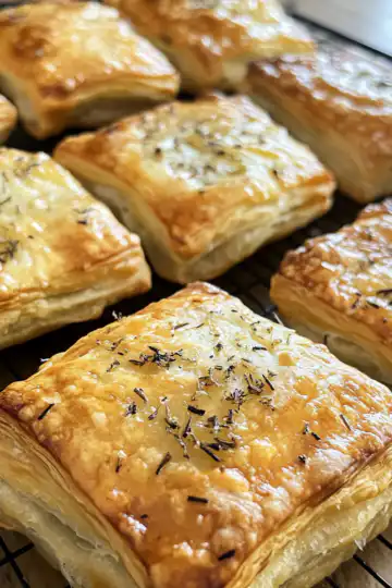 Cheesy Vegan Potato And Onion Puff Pastries taken with iphone 15 pro max --iw 2 --ar 4:5 --v 6.1 --raw