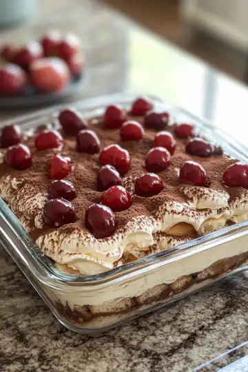 Cherry Amaretto Tiramisu taken with iphone 15 pro max --iw 2 --ar 4:5 --v 6.1 --raw