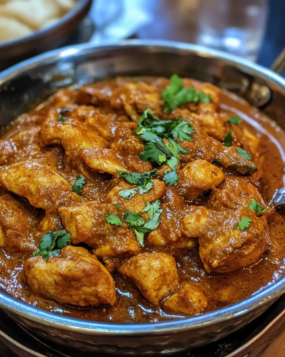 Chicken Bhuna cooking process with spices and ingredients in Instant Pot