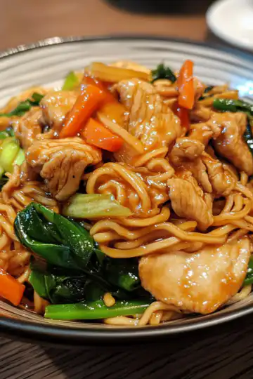 Chicken Chow Mein taken with iphone 15 pro max --iw 2 --ar 4:5 --v 6.1 --raw