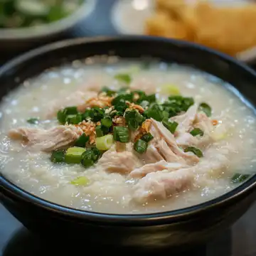 Chicken Congee taken with iphone 15 pro max --iw 2 --ar 4:5 --v 6.1 --raw