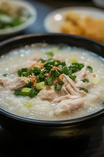 Chicken Congee taken with iphone 15 pro max --iw 2 --ar 4:5 --v 6.1 --raw
