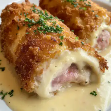 Chicken Cordon Bleu taken with iphone 15 pro max --iw 2 --ar 4:5 --v 6.1 --raw