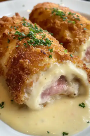 Chicken Cordon Bleu taken with iphone 15 pro max --iw 2 --ar 4:5 --v 6.1 --raw