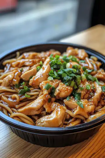 Chicken Teriyaki Noodles taken with iphone 15 pro max --iw 2 --ar 4:5 --v 6.1 --raw