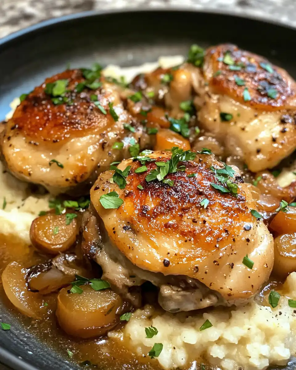 Juicy chicken thighs simmering with veggies in a pressure cooker for Chicken Osso Buco