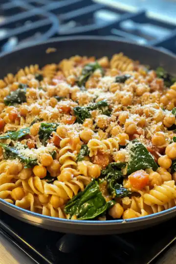 Chickpea And Spinach Pasta taken with iphone 15 pro max --iw 2 --ar 4:5 --v 6.1 --raw