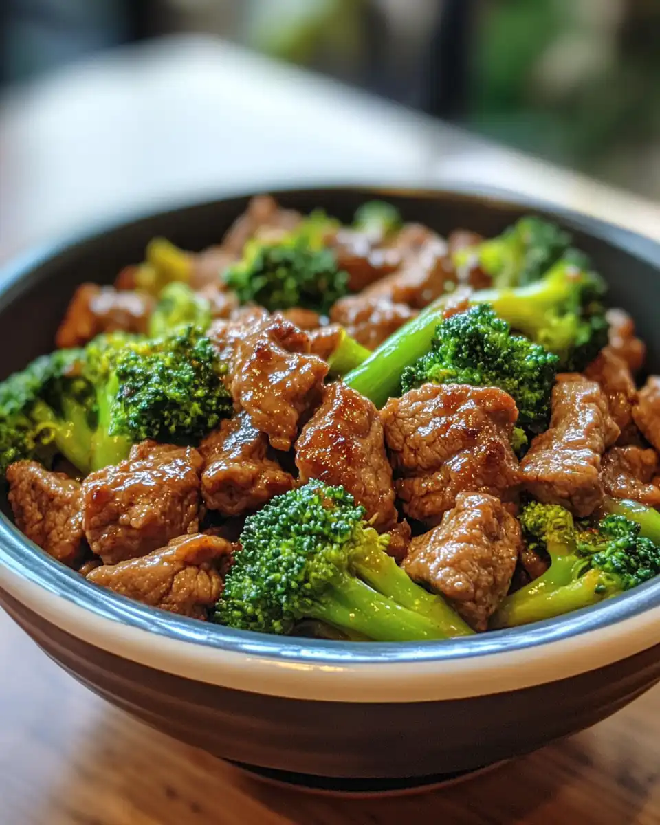 Fresh ingredients prepped for beef and broccoli stir-fry in pressure cooker