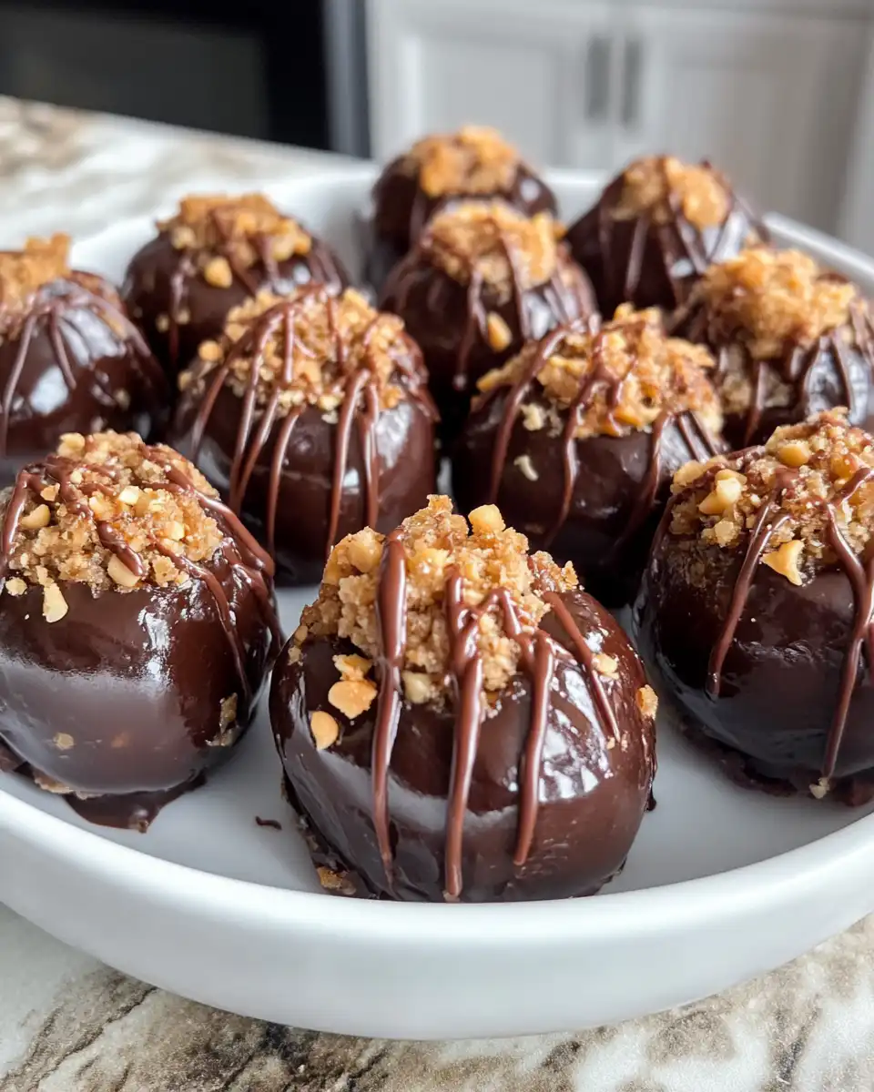 Chocolate covered stuffed medjool dates with smooth peanut butter inside