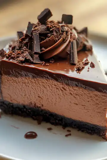 Chocolate Fudge Truffle Cheesecake taken with iphone 15 pro max --iw 2 --ar 4:5 --v 6.1 --raw