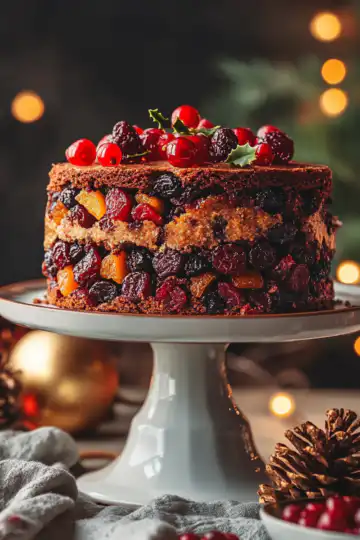 Christmas Fruit Cake Brandy Kerst taken with iphone 15 pro max --iw 2 --ar 4:5 --v 6.1 --raw