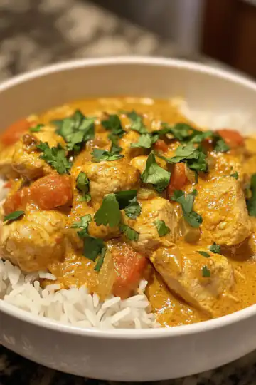 Coconut Curry Chicken taken with iphone 15 pro max --iw 2 --ar 4:5 --v 6.1 --raw