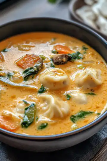 Coconut Curry Soup With Dumplings taken with iphone 15 pro max --iw 2 --ar 4:5 --v 6.1 --raw